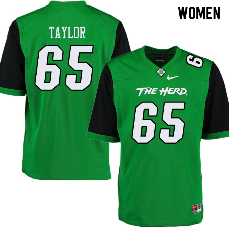 Women #65 Kyron Taylor Marshall Thundering Herd College Football Jerseys Sale-Green